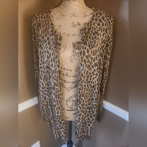 Ralph Lauren Silk Brown Leopard Print Cardigan 3X